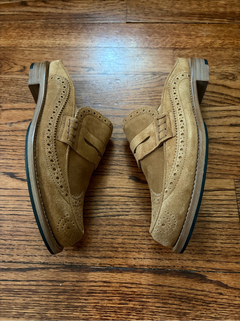 THE OFFICE OF ANGELA SCOTT Miss Emma Wingtip Mule Cognac Suede Tan Size 38 - Picture 9 of 15